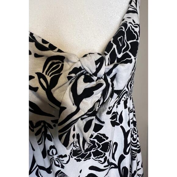 Knox Rose Women's Wide Strap Sleeveless A-Line Dress Black Floral Size Medium - Picture 6 of 7